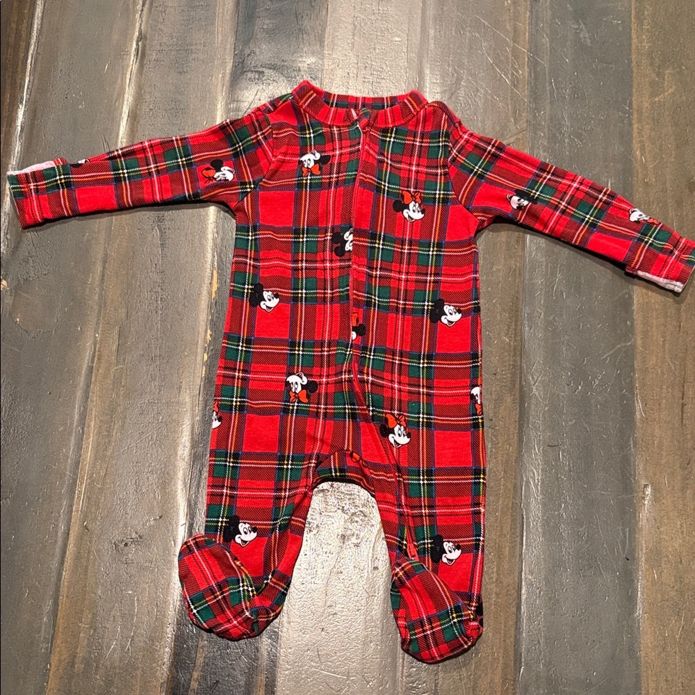 Old Navy Red and Black Plaid Kids Footie